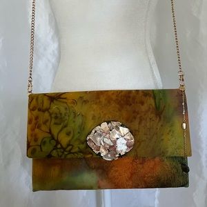 Raven Originals Hand Painted Silk Crossbody Clutch